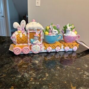Sweet Treats EASTER Gingerbread Train Sugared Waffle Spring Flowers Teacups NEW